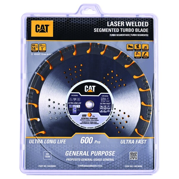 Caterpillar 600 Pro Segmented Laser Welded General General Purpose Diamond Blade 14-In - 350mm DA33020U - main